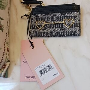 NWT Juicy Couture Heart-to-Heart Card Holder, Gold Hearts And Heart Key Chain